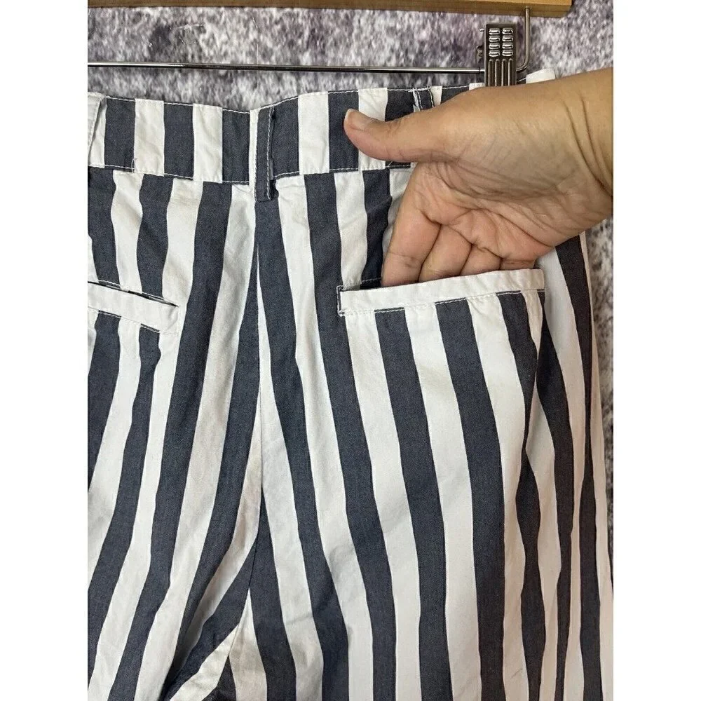 Urban Outfitters‎ Percy Tapered Pleated High Rise Striped Blue White Pants 4